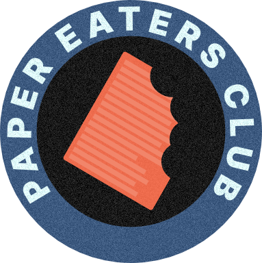 Logo for the Paper Eaters Club, a book club